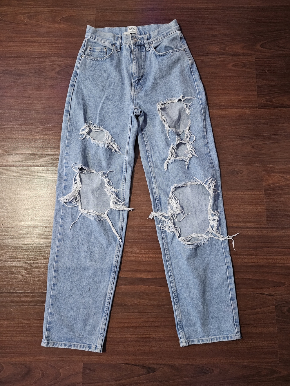 BDG Light Wash Distressed Baggy Boyfriend Jeans